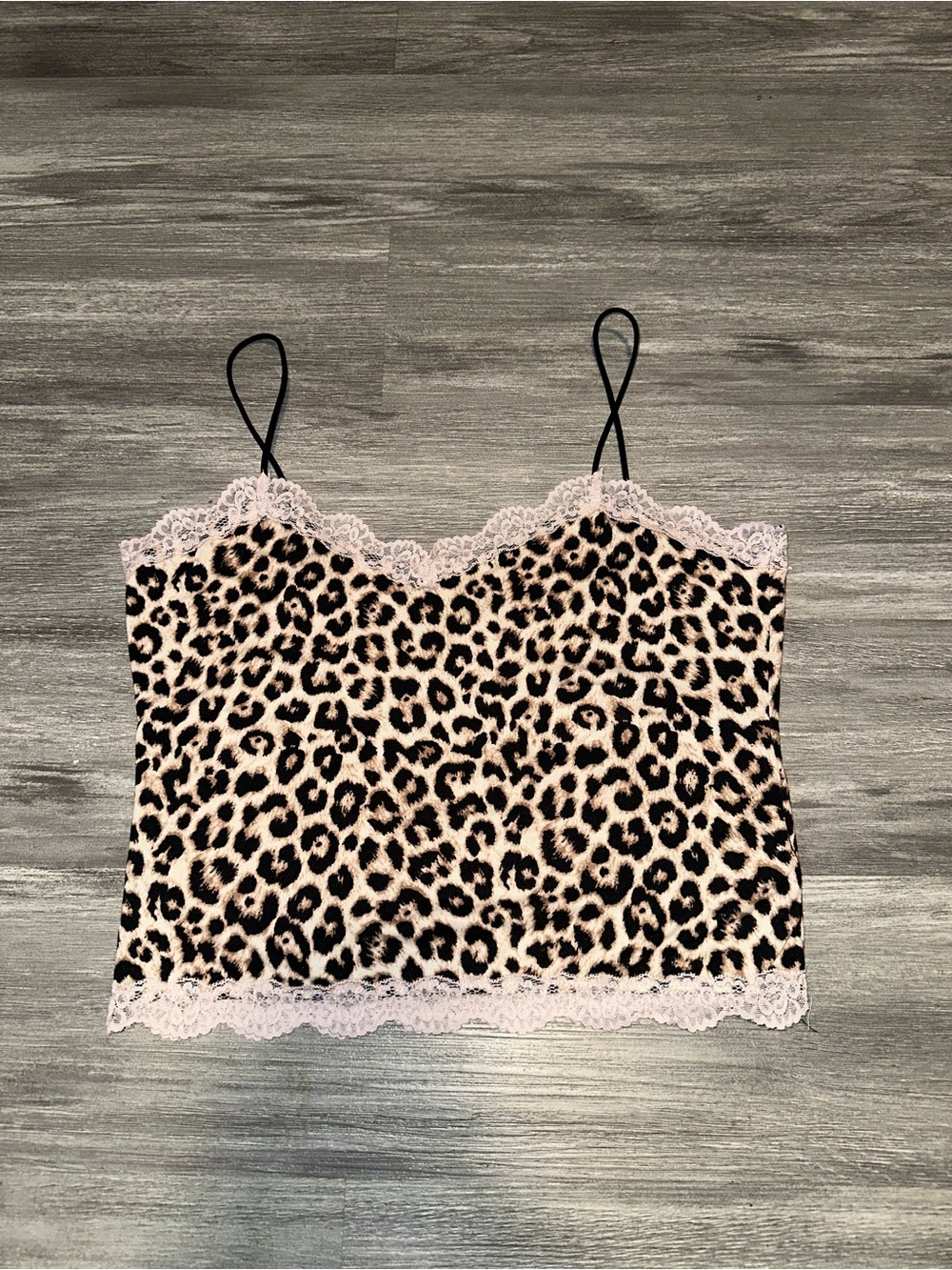 Chic Leopard Lace-Trim Cami Tank Top - Pink/Black